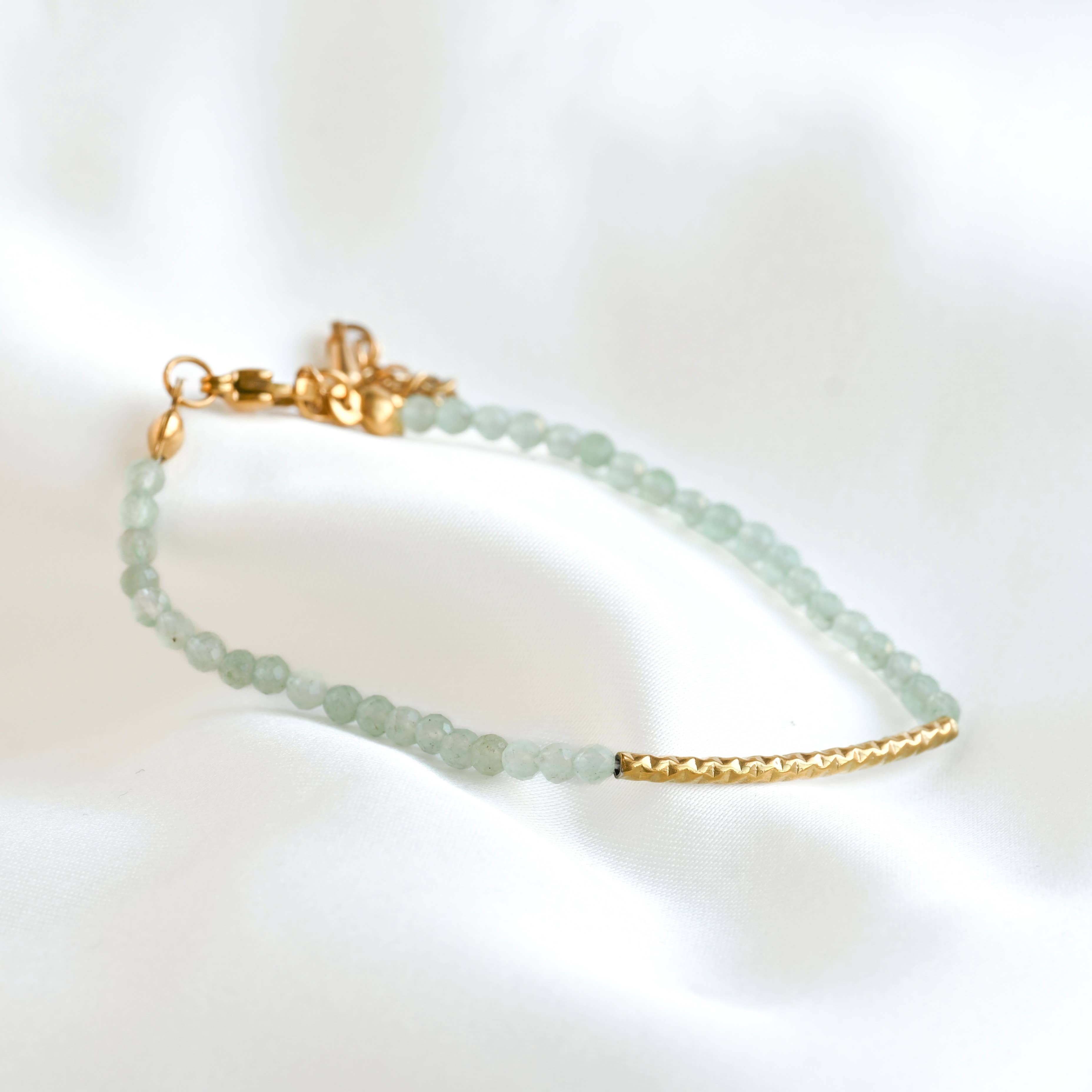 Sage Beaded Gold Bracelet
