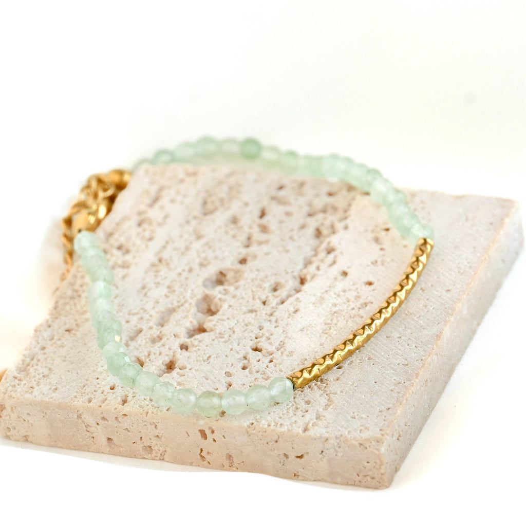 Sage Beaded Gold Bracelet