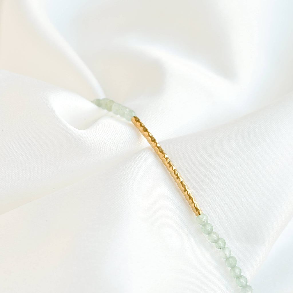 Sage Beaded Gold Bracelet