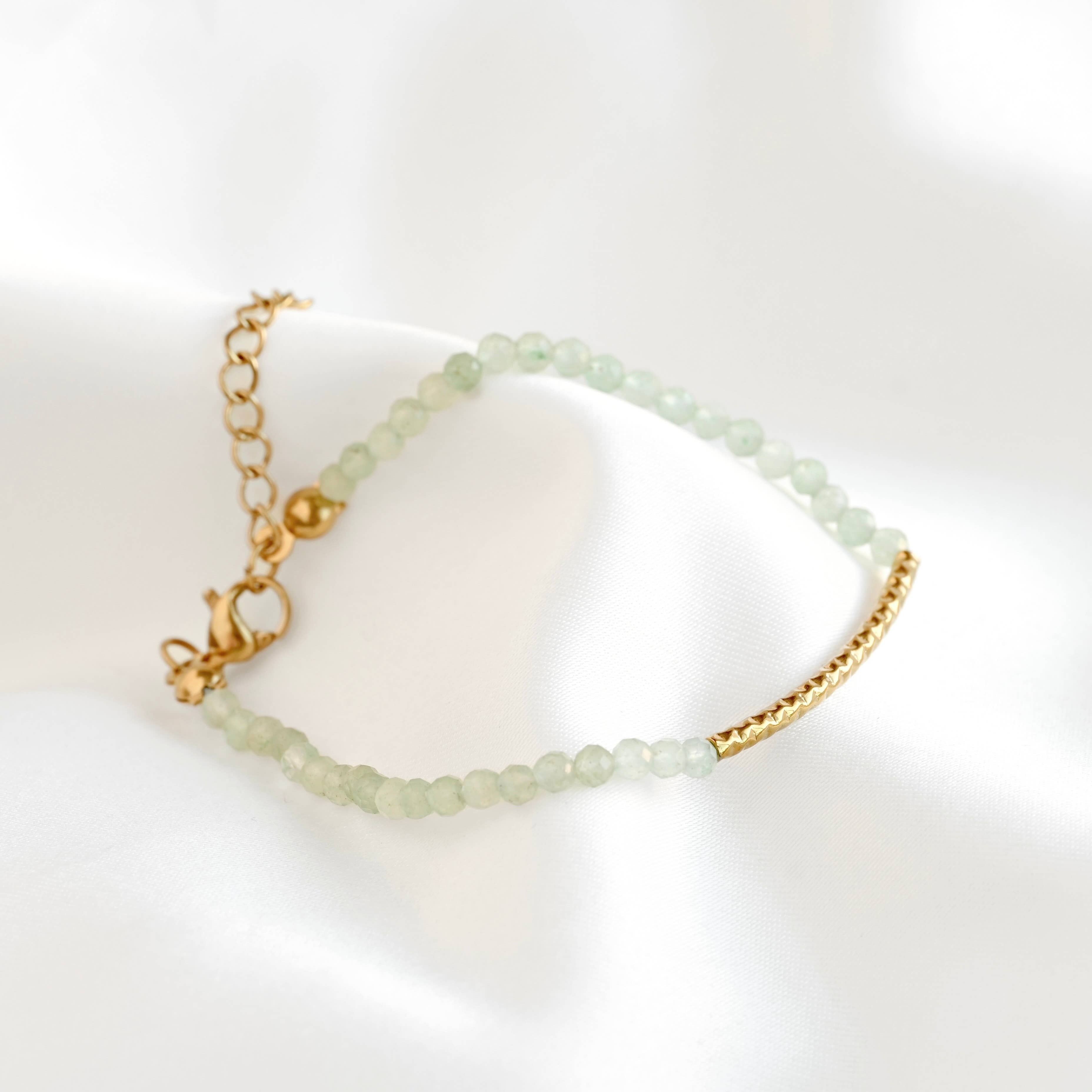 Sage Beaded Gold Bracelet