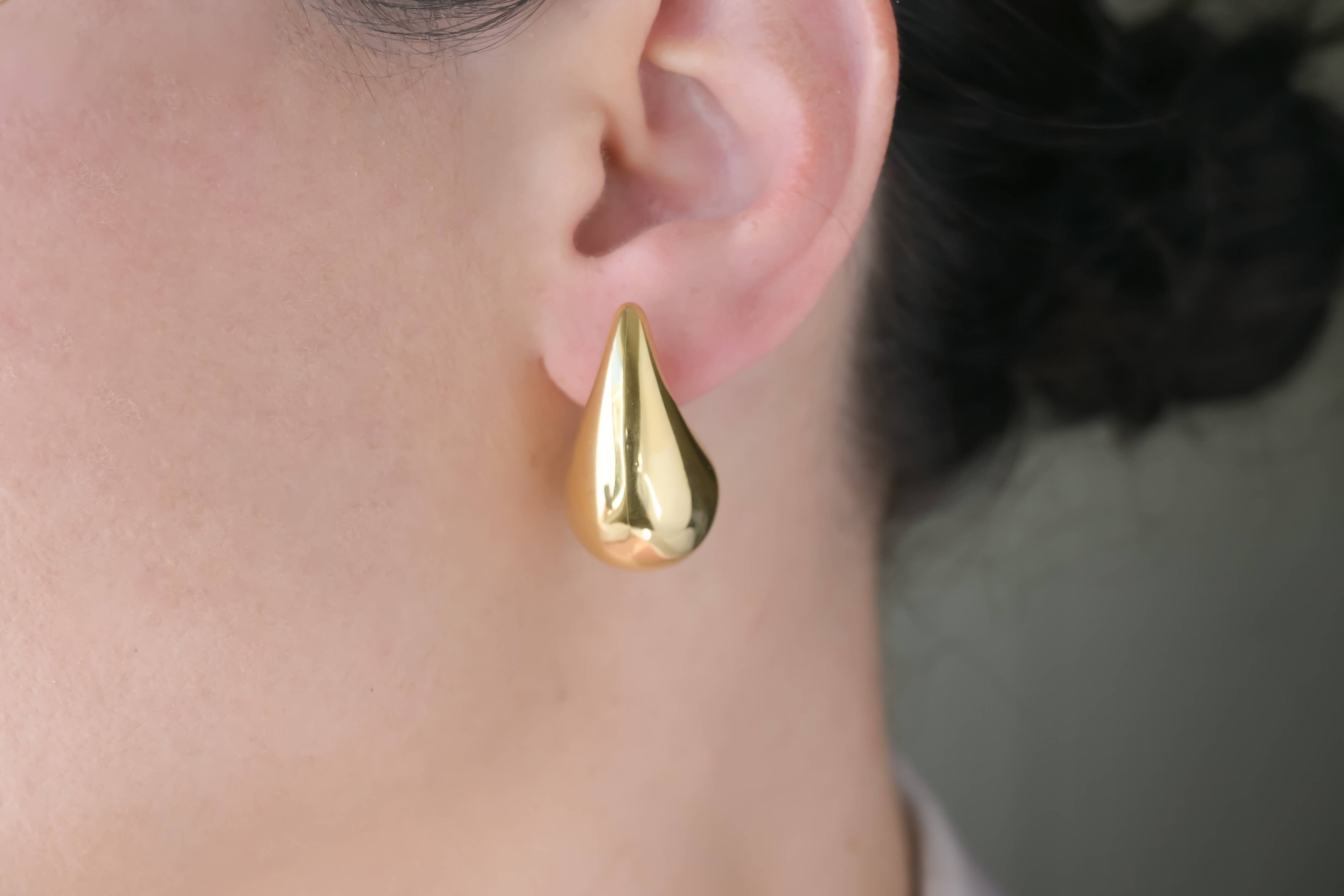 Chunky Hollow Drop Earrings- Lightweight Tear Drop Studs